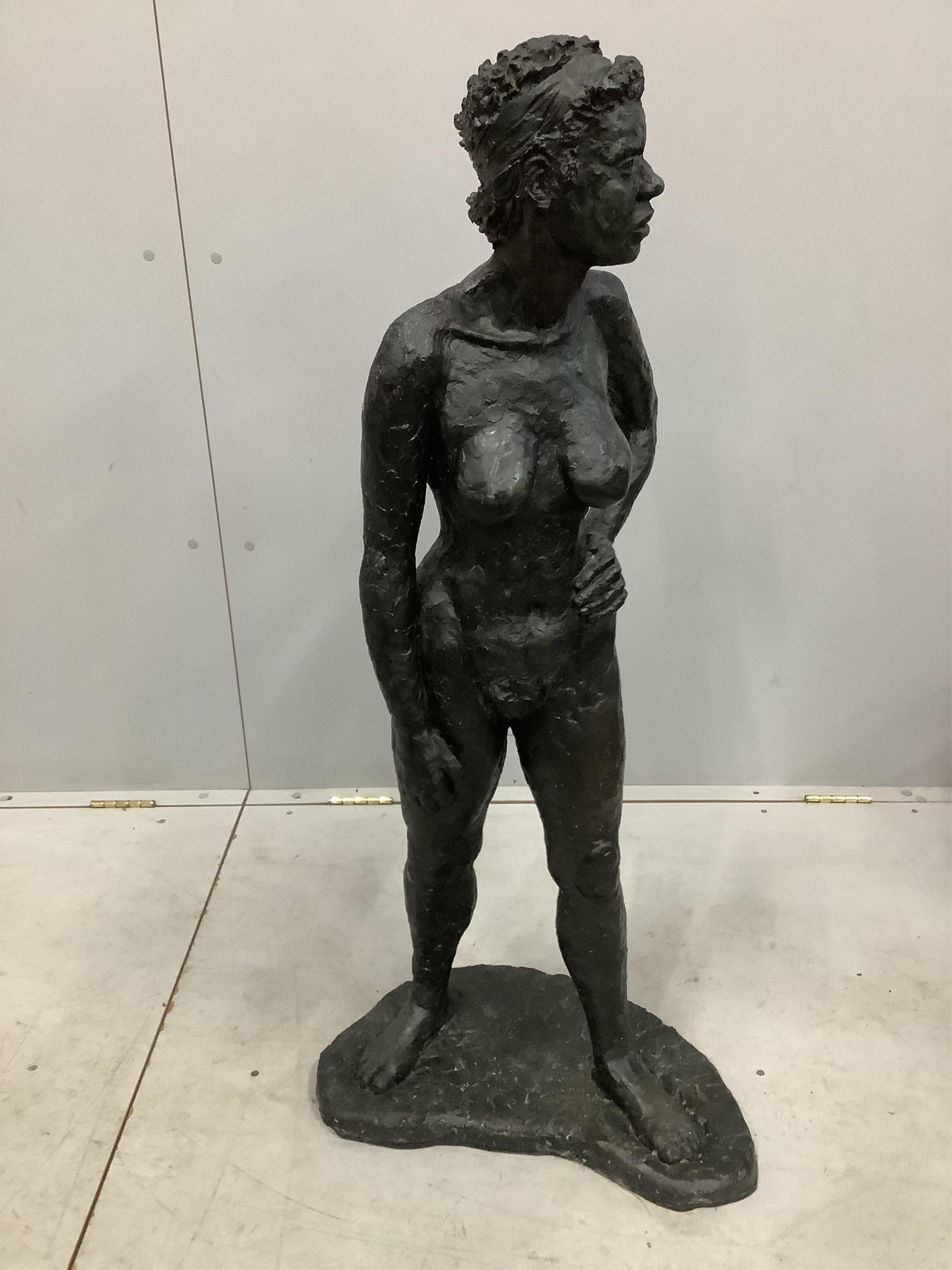 Norman Barrow (Modern British) a bronzed composition sculpture, standing female nude, height 114cm. Condition - good